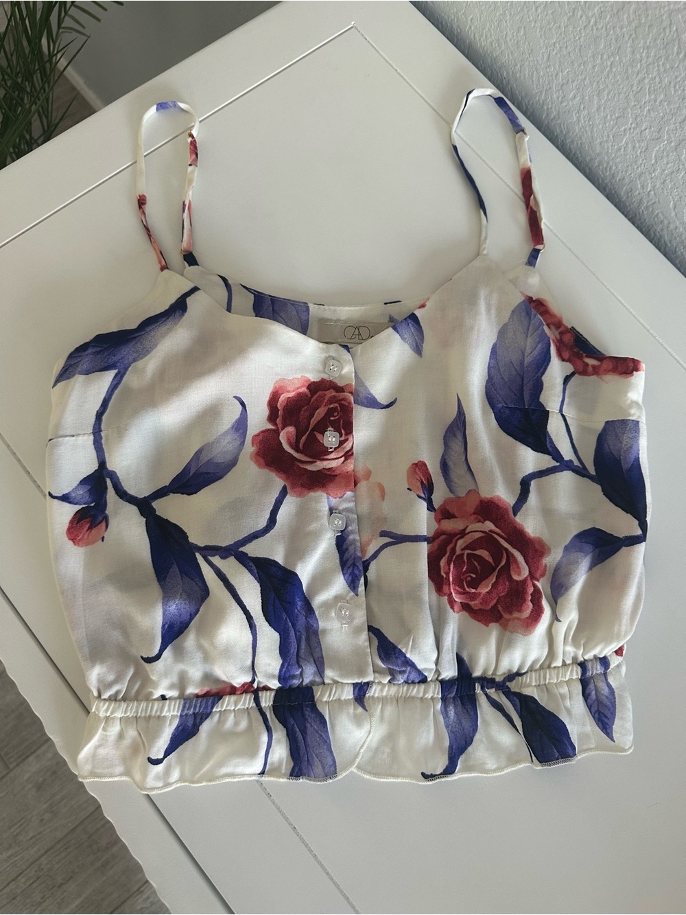 Cropped Cami Top with Floral Print